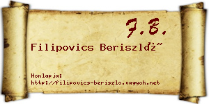 Filipovics Beriszló névjegykártya